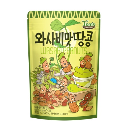 [Tom's Farm]わさび味 ピーナッツ 120g × 10袋/韓国お菓子/ミックスナッツ/おつまみ