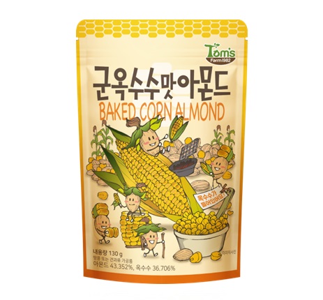 [Tom's Farm]焼きトウモロコシ アーモンド 130g × 10袋/韓国お菓子/ミックスナッツ/おつまみ