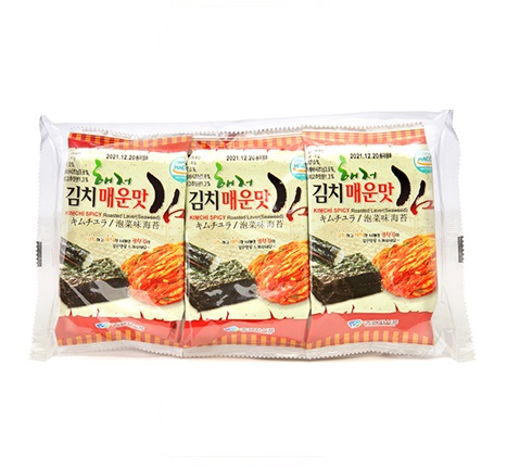 [海底食品]キムチ味 弁当海苔 3袋(12g)×24セット/韓国食品/韓国海苔/韓国味付けのり/シーズニング海苔